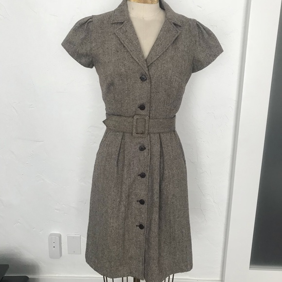 belted button down dress